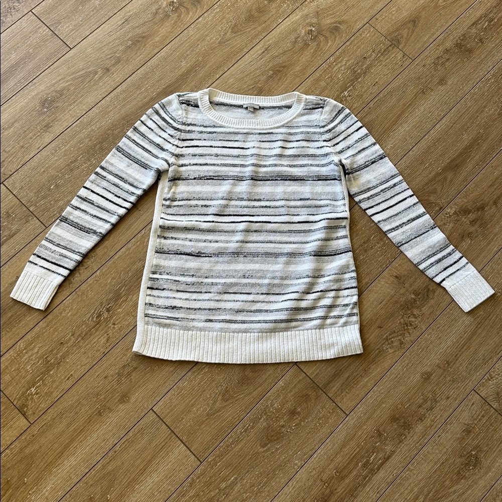Talbots Black and Gray Striped Sweater Size S